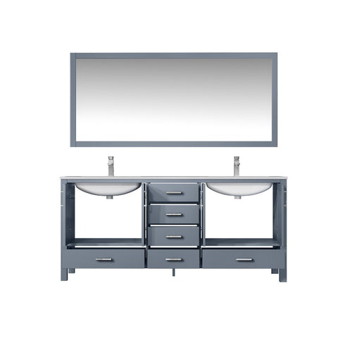 Image of Jacques 72" Dark Grey Double Sink Vanity Set with White Carrara Marble Top | LJ342272DBDSM70F