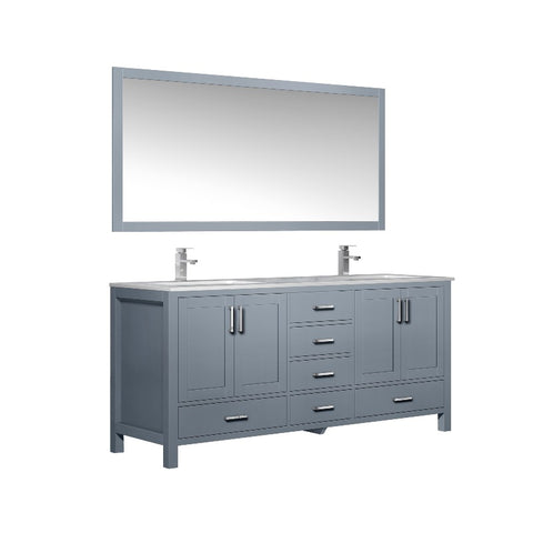 Image of Jacques 72" Dark Grey Double Sink Vanity Set with White Carrara Marble Top | LJ342272DBDSM70F