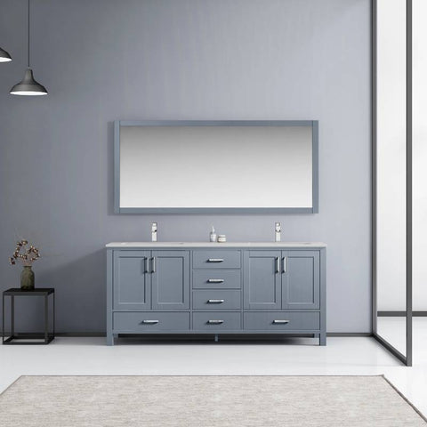 Image of Jacques Modern Dark Grey 72" Double Sink Vanity with 70" Mirror | LJ342272DBWQM70