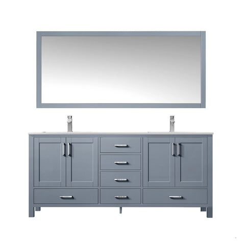Image of Jacques Modern Dark Grey 72" Double Sink Vanity with 70" Mirror | LJ342272DBWQM70