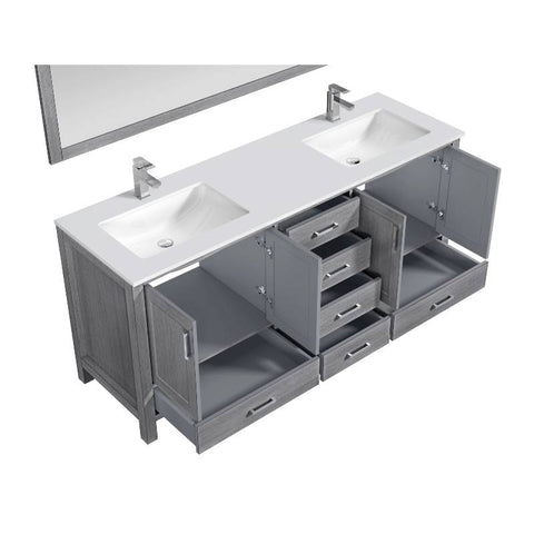Image of Jacques Modern Distressed Grey 72" Double Sink Vanity Set | LJ342272DDWQM70F