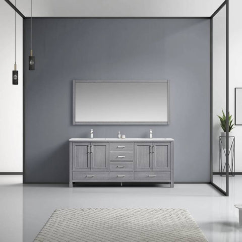 Image of Jacques Modern Distressed Grey 72" Double Sink Vanity Set | LJ342272DDWQM70F