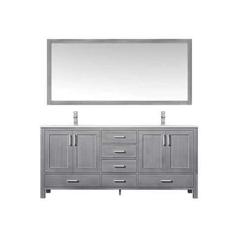 Image of Jacques Modern Distressed Grey 72" Double Sink Vanity with 70" Mirror | LJ342272DDWQM70
