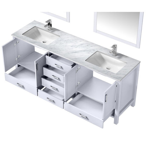 Image of Jacques 80" White Double Sink Vanity Set with White Carrara Marble Top | LJ342280DADSM30F