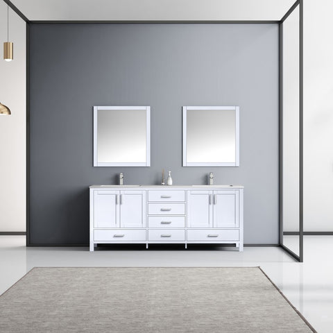 Image of Jacques 80" White Double Sink Vanity Set with White Carrara Marble Top | LJ342280DADSM30F