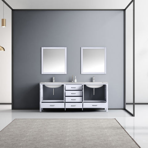 Image of Jacques 80" White Double Sink Vanity Set with White Carrara Marble Top | LJ342280DADSM30F