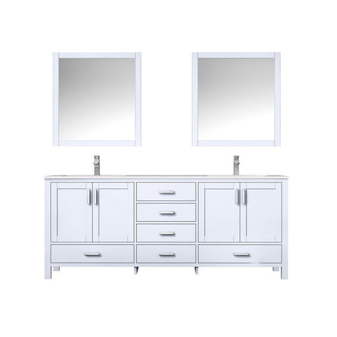 Image of Jacques 80" White Double Sink Vanity Set with White Carrara Marble Top | LJ342280DADSM30F
