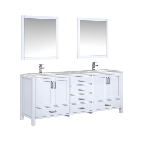 Image of Jacques 80" White Double Sink Vanity Set with White Carrara Marble Top | LJ342280DADSM30F