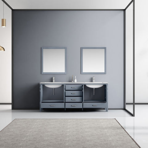 Image of Jacques 80" Dark Grey Double Sink Vanity Set with White Carrara Marble Top | LJ342280DBDSM30F