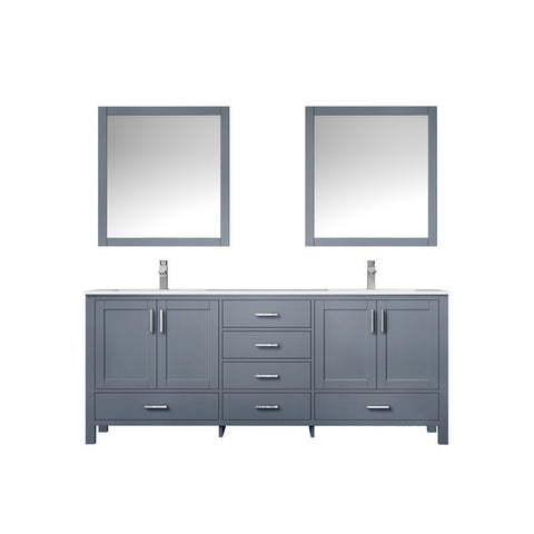 Image of Jacques 80" Dark Grey Double Sink Vanity Set with White Carrara Marble Top | LJ342280DBDSM30F