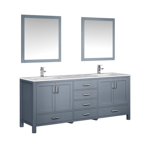 Image of Jacques 80" Dark Grey Double Sink Vanity Set with White Carrara Marble Top | LJ342280DBDSM30F
