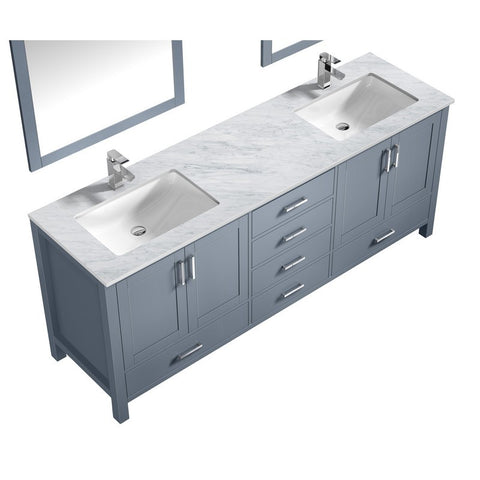 Image of Jacques 80" Dark Grey Double Sink Vanity Set with White Carrara Marble Top | LJ342280DBDSM30F