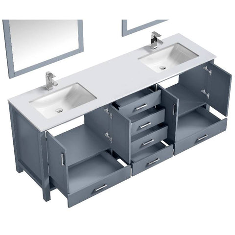 Image of Jacques Modern Dark Grey 80" Double Sink Vanity with 30" Mirrors | LJ342280DBWQM30