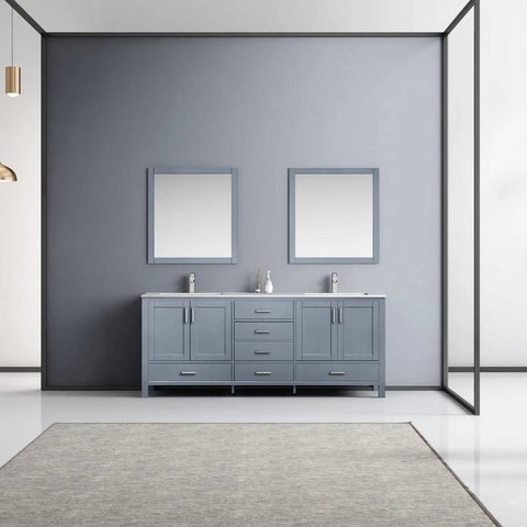 Image of Jacques Modern Dark Grey 80" Double Sink Vanity with 30" Mirrors | LJ342280DBWQM30