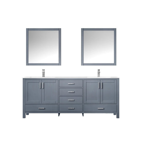 Image of Jacques Modern Dark Grey 80" Double Sink Vanity with 30" Mirrors | LJ342280DBWQM30