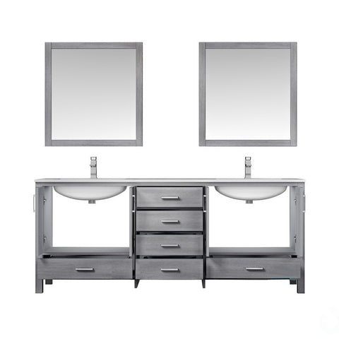 Image of Jacques 80" Distressed Grey Double Sink Vanity Set with White Carrara Marble Top | LJ342280DDDSM30F