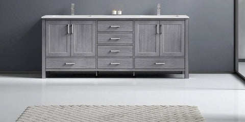 Image of Jacques Modern Distressed Grey 80" Double Sink Vanity | LJ342280DDWQ000