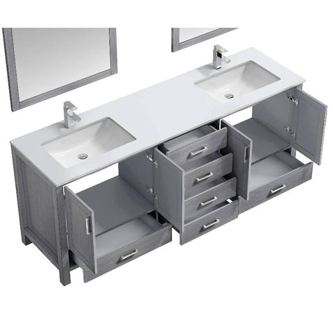 Image of Jacques Modern Distressed Grey 80" Double Sink Vanity Set | LJ342280DDWQM30F