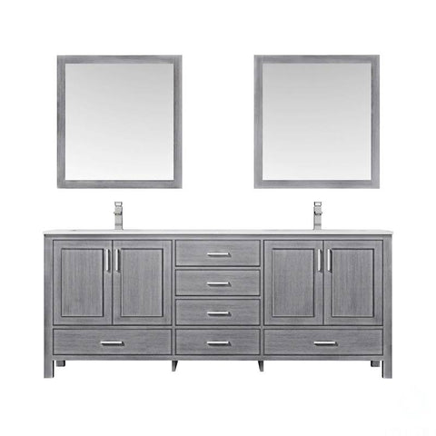 Image of Jacques Modern Distressed Grey 80" Double Sink Vanity with 30" Mirrors | LJ342280DDWQM30