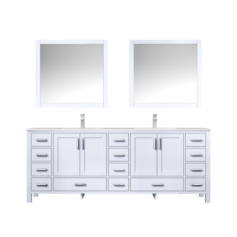 Image of Jacques 84" White Double Sink Vanity Set with White Carrara Marble Top | LJ342284DADSM34F