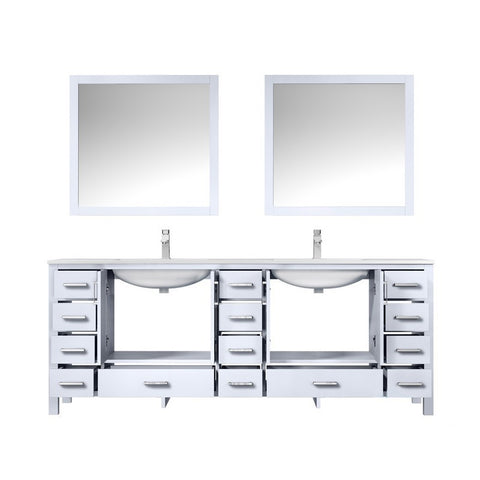 Image of Jacques 84" White Double Sink Vanity Set with White Carrara Marble Top | LJ342284DADSM34F