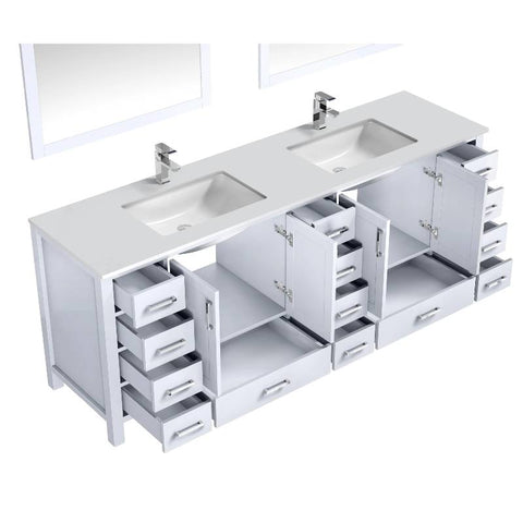 Image of Jacques Modern White 84" Double Sink Vanity with 34" Mirrors | LJ342284DAWQM34