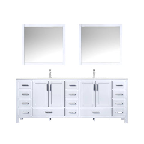 Image of Jacques Modern White 84" Double Sink Vanity with 34" Mirrors | LJ342284DAWQM34