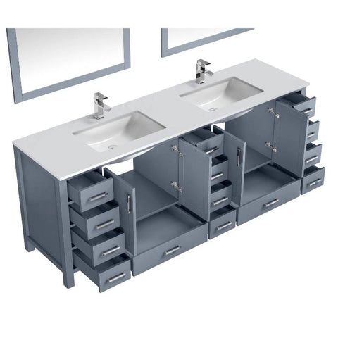 Image of Jacques Modern Dark Grey 84" Double Sink Vanity with 34" Mirrors | LJ342284DBWQM34