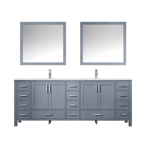 Image of Jacques Modern Dark Grey 84" Double Sink Vanity with 34" Mirrors | LJ342284DBWQM34