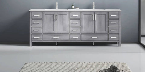 Image of Jacques Modern Distressed Grey 84" Double Sink Vanity | LJ342284DDWQ000