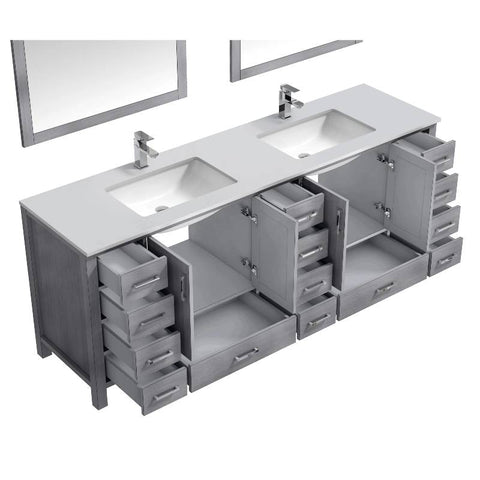 Image of Jacques Modern Distressed Grey 84" Double Sink Vanity Set | LJ342284DDWQM34F