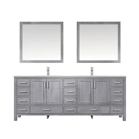Image of Jacques Modern Distressed Grey 84" Double Sink Vanity Set | LJ342284DDWQM34F