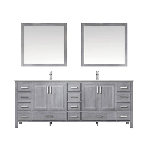 Image of Jacques Modern Distressed Grey 84" Double Sink Vanity with 34" Mirrors | LJ342284DDWQM34