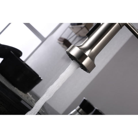 Image of Lexora Lanuvio Brass Kitchen Faucet w/ Pull Out Sprayer - Brushed Nickel | LKFS6011BN