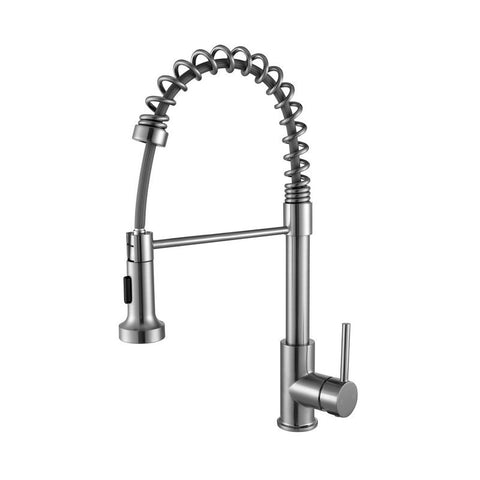 Image of Lexora Lanuvio Brass Kitchen Faucet w/ Pull Out Sprayer - Brushed Nickel | LKFS6011BN