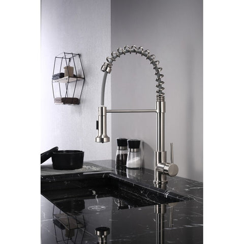 Image of Lexora Lanuvio Brass Kitchen Faucet w/ Pull Out Sprayer - Chrome | LKFS6011CH
