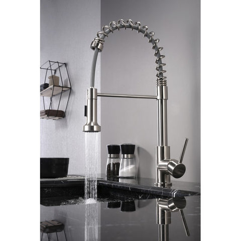 Image of Lexora Lanuvio Brass Kitchen Faucet w/ Pull Out Sprayer - Chrome | LKFS6011CH