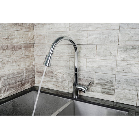 Image of Lexora Furio Brass Kitchen Faucet w/ Pull Out Sprayer - Chrome | LKFS7011CH