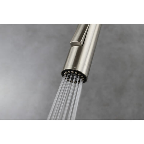 Image of Lexora Olivi Brass Kitchen Faucet w/ Pull Out Sprayer - Brushed Nickel | LKFS8011BN