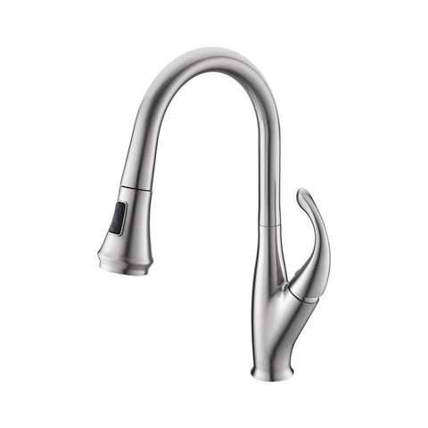 Image of Lexora Garbatella Brass Kitchen Faucet w/ Pull Out Sprayer - Brushed Nickel | LKFS9011BN