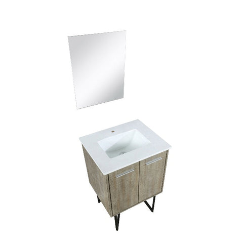 Image of Lexora Lancy Modern 24" Rustic Acacia Square Sink Bathroom Vanity Set w/ Monte Chrome Faucet | LLC24SKSOSM18FCH