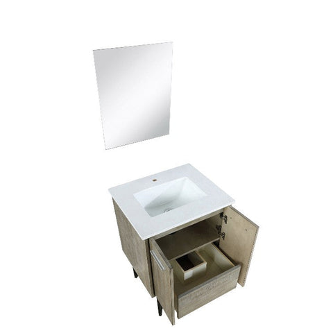 Image of Lexora Lancy Modern 24" Rustic Acacia Square Sink Bathroom Vanity Set w/ Balzani Gun Metal Faucet | LLC24SKSOSM18FGM