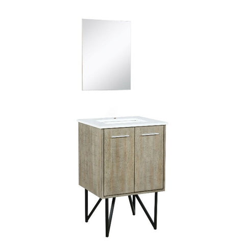 Image of Lexora Lancy Modern 24" Rustic Acacia Square Sink Bathroom Vanity Set w/ Monte Chrome Faucet | LLC24SKSOSM18FCH