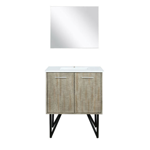 Image of Lexora Lancy Modern 30" Rustic Acacia Square Sink Bathroom Vanity Set w/ Monte Chrome Faucet | LLC30SKSOSM28FCH