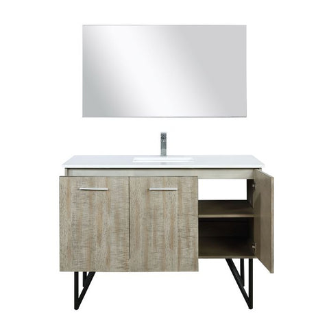Image of Lexora Lancy Modern 48" Rustic Acacia Square Sink Bathroom Vanity Set w/ Labaro Rose Gold Faucet | LLC48SKSOSM43FRG