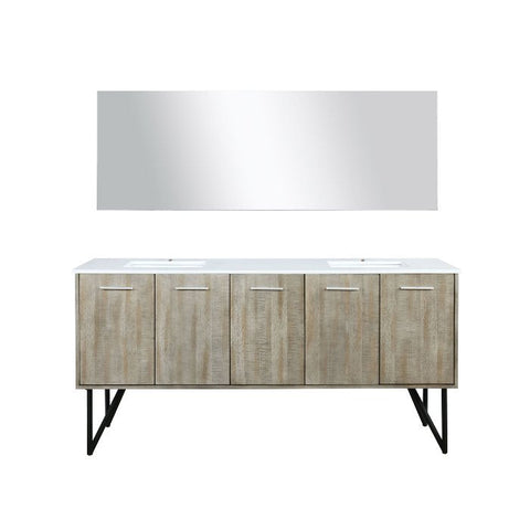 Image of Lexora Lancy Modern 72" Rustic Acacia Double Square Sink Bathroom Vanity Set w/ Monte Chrome Faucet | LLC72DKSOSM70FCH