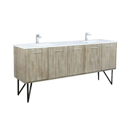Image of Lexora Lancy Modern 80" Rustic Acacia Square Sink Bathroom Vanity Set w/ Labaro Rose Gold Faucet | LLC80DKSOS000FRG