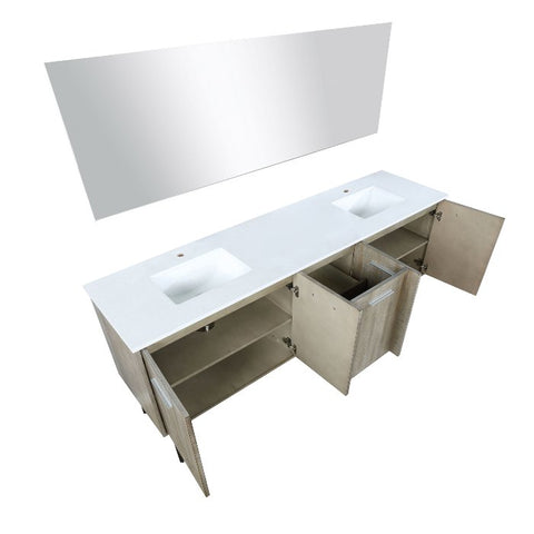 Image of Lexora Lancy Modern 80" Rustic Acacia Double Sink Bathroom Vanity Set w/ Labaro Brushed Nickel Faucet | LLC80DKSOSM70