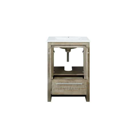 Image of Lexora Lafarre Contemporary 24" Rustic Acacia Single Sink Bathroom Vanity with White Quartz Top | LLF24SKSOS000