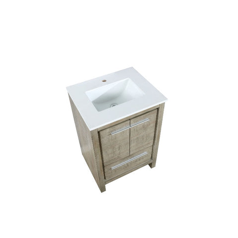 Image of Lexora Lafarre Contemporary 24" Rustic Acacia Single Sink Bathroom Vanity with White Quartz Top | LLF24SKSOS000